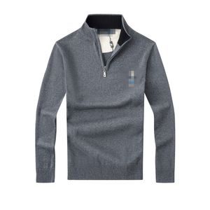 Herrenmode-Designer-Pullover mit Stehkragen mit Reißverschluss im Herbst und Winter, bestickter einfarbiger Boden, für Freizeitkleidung