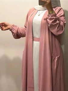 Roupas étnicas Eid Luxo Abaya Kimono Hijab Vestido Muçulmano para Mulheres 2024 Verão Moda Cinto Aberto Abayas Dubai Party Turquia Islam Kaftan