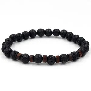 Strand mäns vulkaniska stenarmband justerbar helande kristallyoga energibalansering för meditation