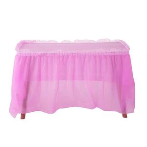 Rektangulär bord kjol söt dekoration födelsedag trasa bröllop hem tillbehör parti grön rosa lila bordduk 240131