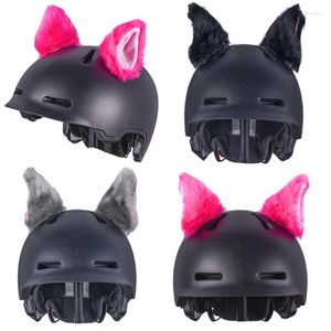 Motorcycle Helmets 2Pcs Motorbike Helmet Cute Plush Cat Ears Styling Headwear Stickers Cycling Ornaments Decoration Accessories