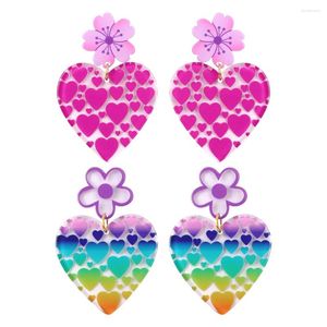 Dangle Earrings FishSheep Trendy Heart Shape Colorful Acrylic Drop For Women 2024 Korean Love Flower Earring Y2K Jewelry Gifts