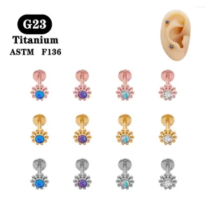 Stud Earrings G23 Titanium Lip Labret Nose Green Opal Internally Threaded Earring Helix Tragus Cartilage Ear Piercing Jewelry For Women 2024