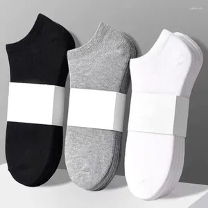 Meias masculinas We.Fine 5 pares meias macias respirável verão para homens de algodão estilo barco preto branco cinza homens de negócios