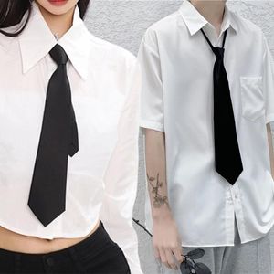Gravatas borboletas uniforme jk meninas preto simples zíper para homens mulheres estudantes desempenho de palco fosco pescoço gravata trajes acessórios atacado