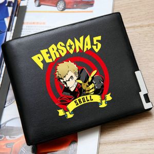 Carteira de caveira Bolsa Persona Ryuji Sakamoto Bolsa de dinheiro com foto de desenho animado Casual carteira de couro com impressão notecase