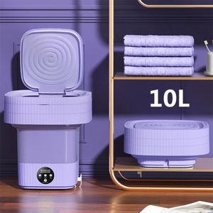 10L Mini Folding Portable Washing Machines with Centrifuge Dryer for Clothes Tourist Travel Home Sock Bra Small Underwear Washer 240131