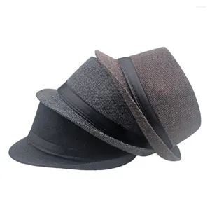 Berets homens inverno grosso quente feltro fedora chapéus outono clássico pai jazz estilo britânico cavalheiro boné liso top panamá