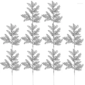 Decorazioni natalizie Foglie glitterate 10 pezzi/set Piante finte Lascia steli Ornamento per albero Centrotavola Decor