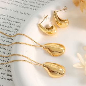 Personality Pendant Necklace Earrings Women's Stainless Steel Jewelry Set Fashion Personality Girl Accessories Wholesale