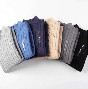 Nuovo design da uomo Polo maglione in pile Ralphs Camicie spessa mezza cerniera collo alto pullover caldo sottile lavorato a maglia Lauren maglioni piccolo cavallo marca felpa 7708ess