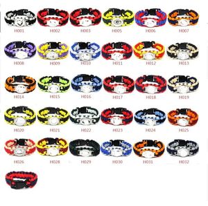 Braccialetti con ciondoli America football basket baseball teem braccialetto paracord Bracciali intrecciati per campeggio all'aperto Bracciale ombrello con logo personalizzato