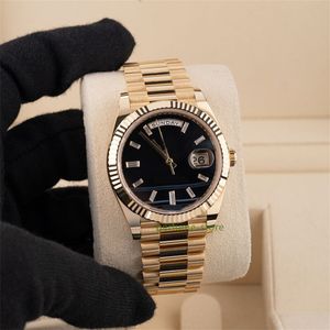 Relógio de luxo mundial da marca Melhor versão Black Diamond Index Dial Yellow Gold 228238 relógio automático ETA Cal.2824 com 2 anos de garantia RELÓGIOS MENS