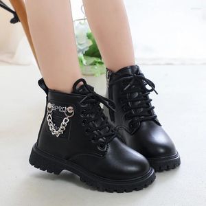 Stiefel 2024 Herbst und Winter Jungen Mädchen Koreanische Version Kurze Kinder Baumwolle Britischer Stil Student für Unisex PU