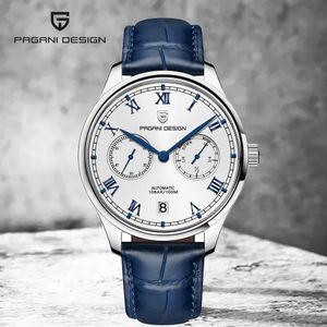 PAGANI DESIGN 41 mm römische Ziffern Pilot mechanische Uhren Saphirglas Energiespeicher Automatikuhr Herren wasserdichte Uhr 240127