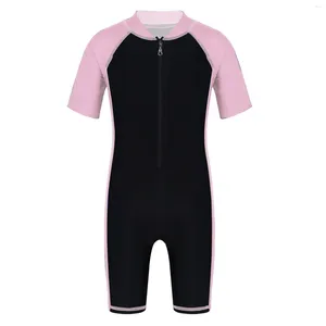 Costume da bagno da donna Rash Guard Costume da bagno per bambini Ragazzi Ragazze Costume da bagno da nuoto Costume intero a maniche corte con cerniera Muta corta