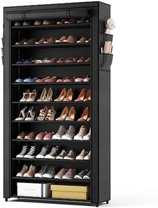 10 Tier Shoe Rack with CoversLarge Capacity Stackable Tall Shelf Storage to 5055 Pairs Shoes and Boots Sturdy Metal Free 240130