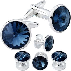 Hawson Cufflink i stadnina do mentuxedo koszulka Crystal luksusowy zestaw do mankietów dla mężczyzn biżuteria lub akcesoria 240130