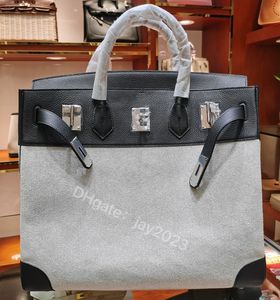 10s özel tüm el yapımı tasarımcı çanta 40cm tote çanta retro moda tuval hızlı deri moda gündelik seyahat çantası çok fonksiyonlu çanta premium hediye kutusu ile