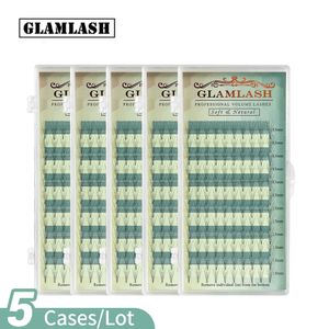 GLAMLASH Wholesale 5 Cases/Lot Premade fan 2D 3D 4D 5D 6D Eyelash Extension individual russian volume faux mink false lash cilia 240124