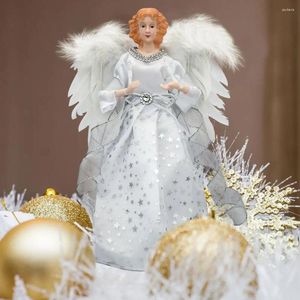 Christmas Decorations Tree Topper With Feather Wing Angel Glittering Feathered Reusable Holiday