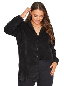 Plus Size Elegant Autumn Winter Corduroy Shirt Women Long Sleeve Button Up Loose Longline Shirt Formal Work Blouse Shirt 6XL 7XL 240202
