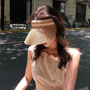 Wide Brim Hats Summer Empty Top Straw Hat For Women Outdoor Beach Sunscreen Visor Cap Female Handmade UV Protection Big Sun