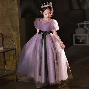 2024 Tulle Flower Girls Dress Princess for Kid Child Wedding Party kid bridesmaid Maxi Ball Gown Evening First Communion Gowns Princess sequined Wedding Party Dress