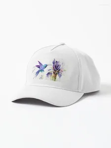 Cappellini con colibrì Cappellino floreale con toni viola acquerello