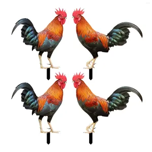 Garden Decorations Rooster Animal Statue Ornament Stakes Standing Yard Sign Decor for Courtyard Patio
