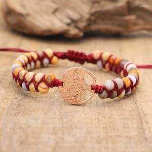 Braccialetti con ciondoli Bracciale fatto a mano Albero della vita Donna Stringa di pietra naturale intrecciata Amante dell'amicizia di Yoga