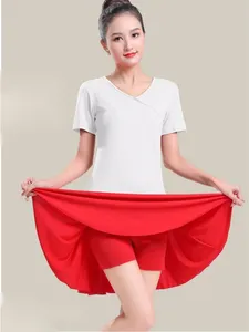 Stage Wear Solid Color Drawstring Modern Dance Latin Luxury Yoga 2pcs Set 2024 Belly Performance Costume Woman V Neck Street Pole Outfits