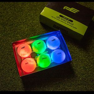 6 Teile/satz 2 Schichten Übungsgolfball LED-Beleuchtung Golf-Range-Bälle für Kinder/Erwachsene Golf-Leuchtbälle 240129