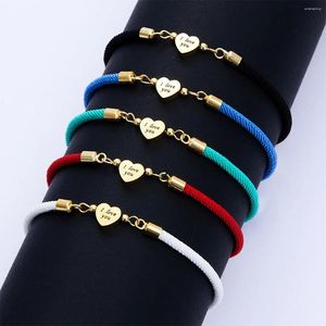 Charm Bracelets 2024 DIY Love Heart Initial Letter Adjsutable Bracelet Couple Colorful Rope For Women Accessories Jewlery Gift