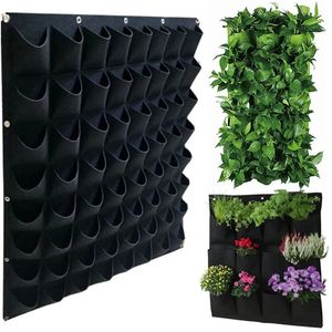 3672 fickor Green Grow Bag Wall Hanging Planting Påsar Planter Vertikal Garden Vegetabiliska Living Outdoor Home Tool 240131