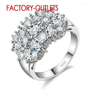 Wedding Rings 925 Sterling Silver Needle Engagement Ring Fashion Jewelry Trendy Style Cubic Zirconia Prong Setting Women Girls Wholesale