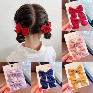 Klipy do włosów 2PCS ręcznie robiony grosgrain wstążka Bowknot bez poślizgu aligator po stronie barrettes do włosów do akcesoriów dla dzieci