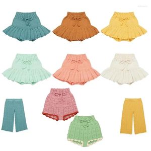 Byxor Misha Puff Kids Wide Leg Pants Baby Girls Summer Sticked Short Toddler Kjol Casual Bottom Boys Knitwear