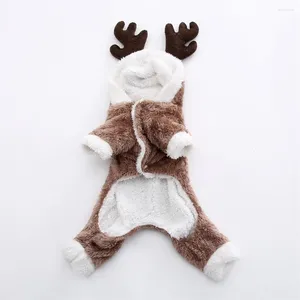 Hundkläder Hoodies Cartoon Elk Costume Christmas Reindeer outfit Design Vintertröja för små hundar Katter Storlek XS