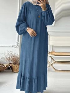 Этническая одежда, мусульманский женский халат, весенне-осеннее модное винтажное платье с длинными рукавами, простое однотонное женское повседневное платье с рюшами на подол