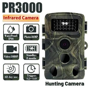 트레일 카메라 36MP 1080P IR 야시용 방수 방수 240126을 가진 야생 동물 스카우트 카메라
