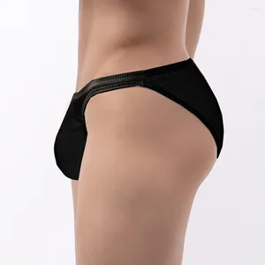 Mutande da uomo in rete nera trasparente slip trasparenti sexy custodia grande rigonfiamento mutandine traspiranti a vita bassa bikini intimo