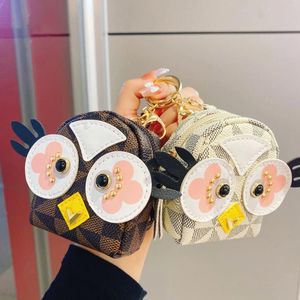 Keychains Women Mini Hand Pouch Coin Purse Leather Kawaii Cute Owl Backpack Keychain Wallet Card Lipstick Holder Bag Pendant Organizer