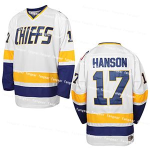 Hanson Brothers Hockey Jersey 16 Charlestown Chiefs 17 Jeff Slap Shot 18 Movie Hockey Jersey Azul Branco S-3XL
