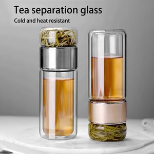 Tea vattenflaska Hög borosilikat Glas dubbellager Cup Infuser Tumbler Drinkware med filter 240129