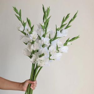 Decorative Flowers 34.3" Real Touch Faux White Gladiolus Stems Artificial Spring Summer DIY Florals/Wedding/Home/Kitchen Decorations Gift