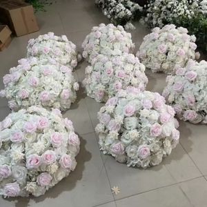 Nej stativet) 60 cm Silk Roses Flower Ball Artificial Wedding Flower Ball Centerpieces för borddekor