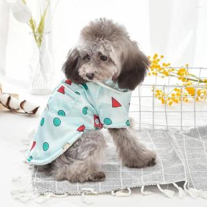 Vestuário para cães Casacos Padrão Geométrico Turn-down Collar Pet Pijama Botão Fechamento Mangas Curtas Cardigan de Duas Pernas Suprimentos para Cães