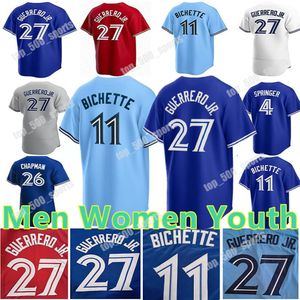 2024カスタム27 Vladimir Guerrero Jr. Jersey 11 Bo Bichette Alejandro Kirk Alek Jays Manoah George Springer Daniel Vogelbach Daulton Varsho Blue Martinez Jerseys