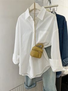Summer Women Blouse Spring Shirt Female Woman Maxi Blusas Chiffon Casual Elegant Vintage Long Sleeve Oversize Loose White 240125